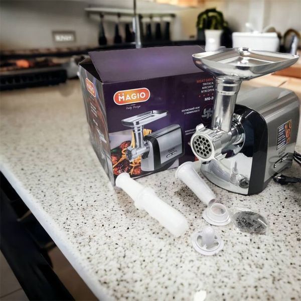 Мясорубка Magio MG-269, 2400 W, мясорубка электрическая металл, мясорубка с металлическим редуктором 00018951 фото