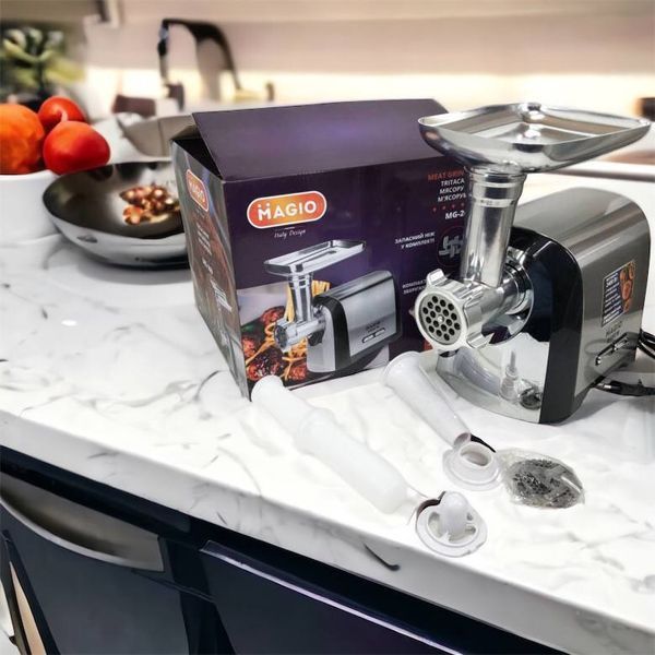 Мясорубка Magio MG-269, 2400 W, мясорубка электрическая металл, мясорубка с металлическим редуктором 00018951 фото