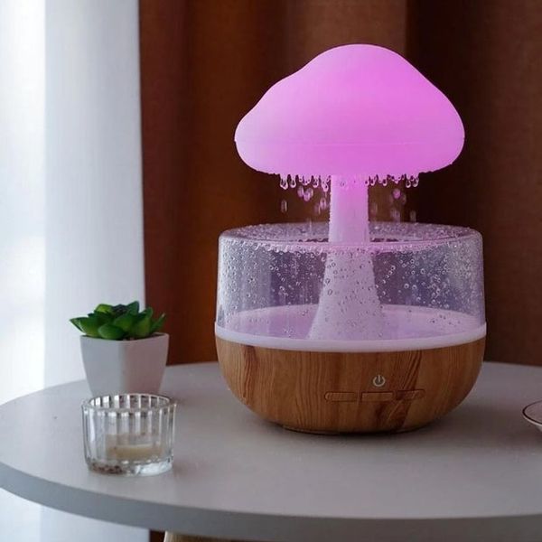 Нічник-зволожувач з ефектом дощу Cloud Rain Humidifier, Аромадіфузор зволожувач повітря для дому 00012668 фото