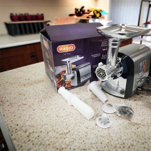 Мясорубка Magio MG-269, 2400 W, мясорубка электрическая металл, мясорубка с металлическим редуктором 00018951 фото