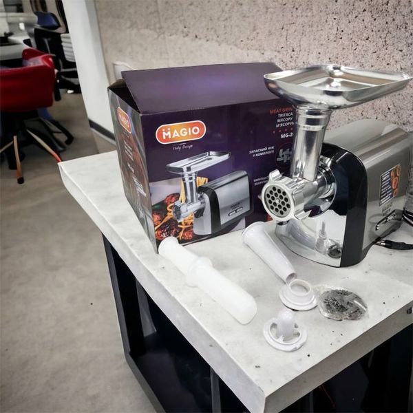 Мясорубка Magio MG-269, 2400 W, мясорубка электрическая металл, мясорубка с металлическим редуктором 00018951 фото