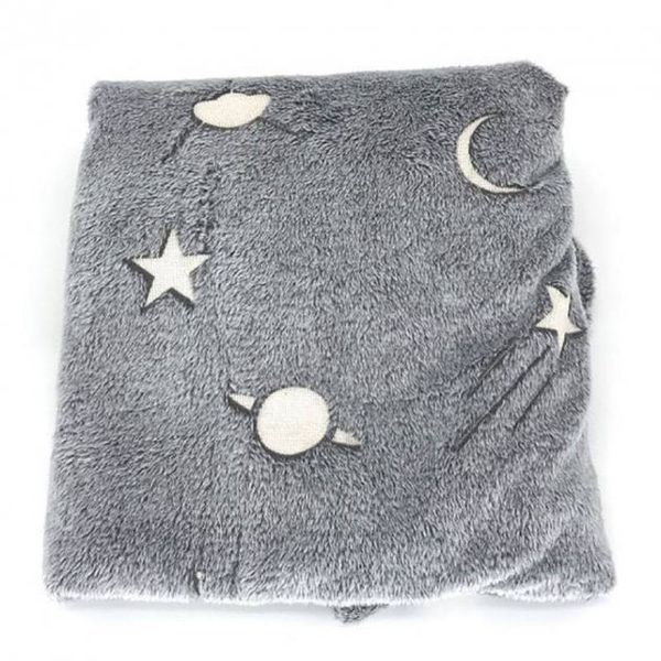 Светящийся в темноте плед плюшевое покрывало Blanket kids Magic Star 150х100 см флисовое одеяло. Цвет: серый 00012603 фото