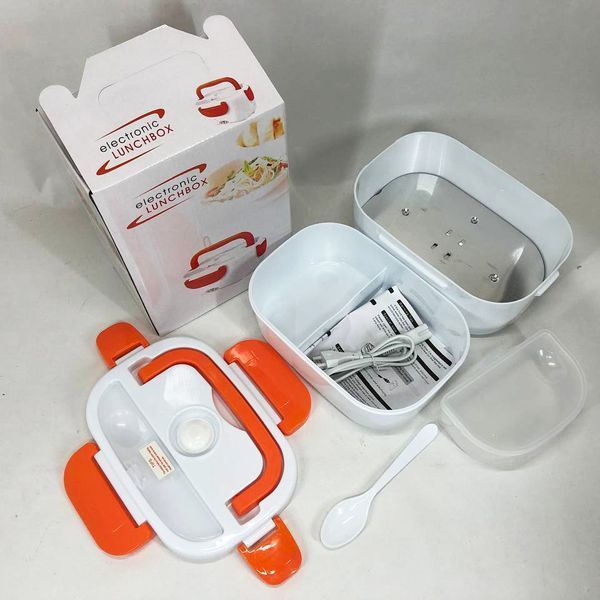 Ланч бокс электрический с подогревом Lunch Heater 220V Pro, контейнер для еды с отсеками. Цвет: оранжевый 00018641 фото
