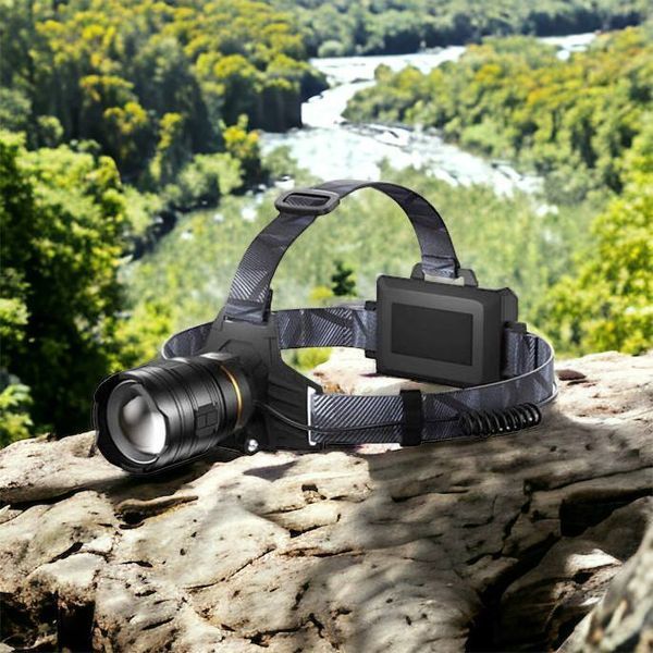 Фонарь налобный мощный Bailong BL-8075-2-GT100, 3 режима, Zoom, алюминий, аккум 2*18650, USB кабель 00023436 фото