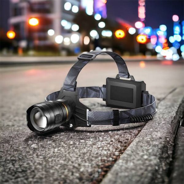 Фонарь налобный мощный Bailong BL-8075-2-GT100, 3 режима, Zoom, алюминий, аккум 2*18650, USB кабель 00023436 фото