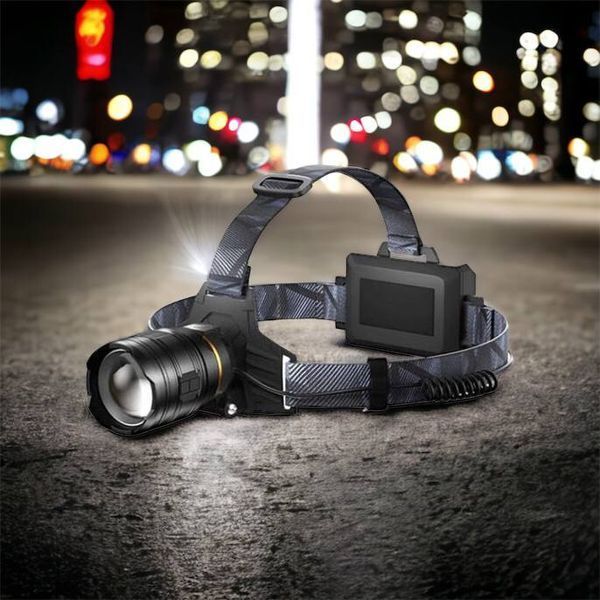 Фонарь налобный мощный Bailong BL-8075-2-GT100, 3 режима, Zoom, алюминий, аккум 2*18650, USB кабель 00023436 фото