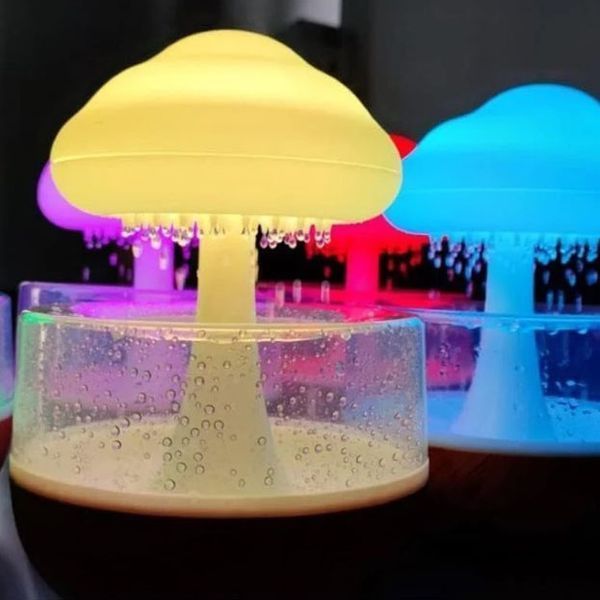 Нічник-зволожувач з ефектом дощу Cloud Rain Humidifier, Аромадіфузор зволожувач повітря для дому 00012668 фото