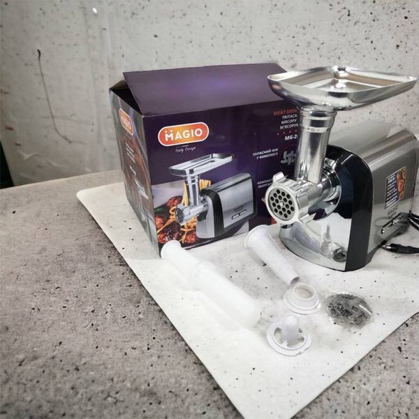 Мясорубка Magio MG-269, 2400 W, мясорубка электрическая металл, мясорубка с металлическим редуктором 00018951 фото