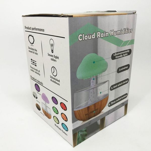Нічник-зволожувач з ефектом дощу Cloud Rain Humidifier, Аромадіфузор зволожувач повітря для дому 00012668 фото