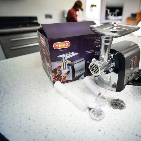 Мясорубка Magio MG-269, 2400 W, мясорубка электрическая металл, мясорубка с металлическим редуктором 00018951 фото