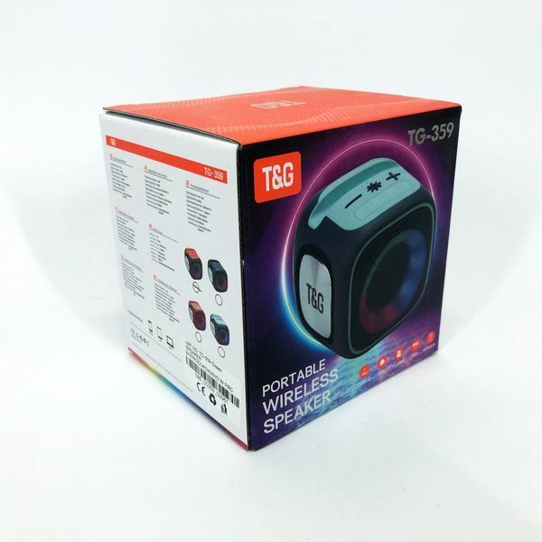 Портативна Bluetooth колонка TG359 7W з підсвічуванням RGB, акумуляторна колонка для музики. Колір: зелений 00017219 фото