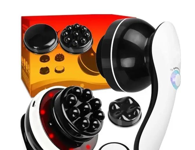NEW Антицелюлітний масажер Body Massage, 4 насадки / Вібромасажер з ІЧ підігрівом / Масажер для тіла 00014650 фото