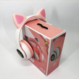 Беспроводные LED наушники с кошачьими ушками CAT STN-28. Цвет: розовый 00023868 фото