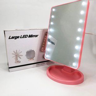Дзеркало для макіяжу з 16 LED підсвічуванням Mirror, косметичне дзеркало з підсвічуванням. Колір: рожевий 00015208 фото