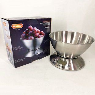 Весы кухонные на 5 кг из нержавеющей стали MAGIO MG-695, весы мини, Весы кухонные со съемной чашей 00018727 фото