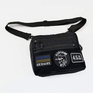 Тактическая сумка для патчей Cordura 600D &mdash; 5 карманов, мессенджер черный из ткани 00018456 фото