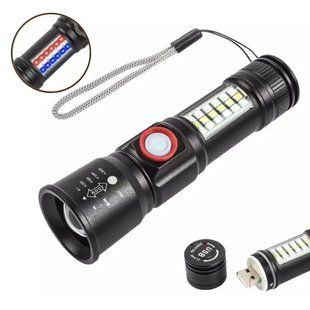 Фонарь SY-1903C-P50+SMD+RGB Alarm, ЗУ USB, карманный фонарь с usb зарядкой, сверхмощный фонарик 00022878 фото