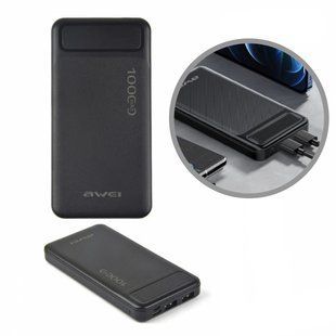 Power Bank Awei P5K 10000 mah Портативне зарядне УМБ 2xUSB чорний 00017731 фото