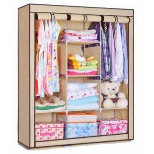 Шкаф тканевый 3 секции складной с каркасом STORAGE WARDROBE 175 х 130 х 45 см. Цвет: бежевый 00013429 фото