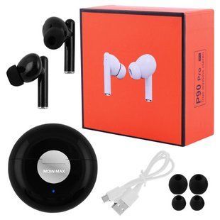 Беспроводные bluetooth-наушники P90 Pro Moin Max 5.0 с кейсом. Цвет: черный 00023847 фото