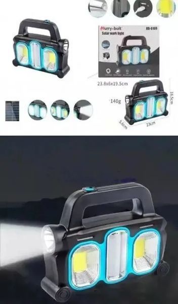 Аккумуляторный LED фонарь прожектор с солнечной панелью USB выход съемные Hurry Bolt HB-6169 00023277 фото