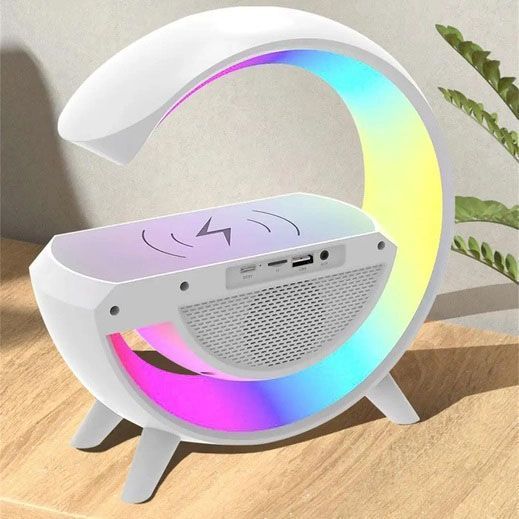 Настольная смарт лампа-ночник G-Smart BT-3401 с беспроводной зарядкой, колонкой и часами 00013470 фото