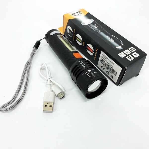 Фонарь аккумуляторный Bailong BL-P716-P50+COB white+red, Портативный светодиодный фонарь с зарядкой 00023054 фото