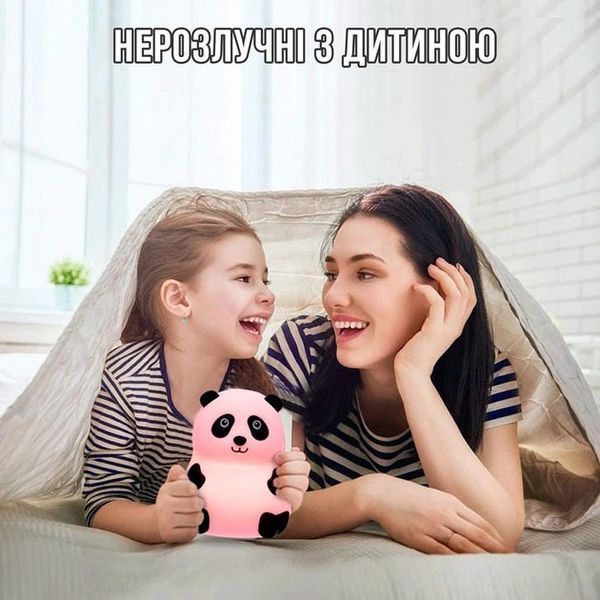 Детский силиконовый ночник светильник Панда 7 цветов, Силиконовый ночник игрушка для детей 00022931 фото