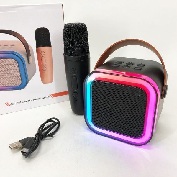 Портативна колонка з караоке мікрофоном та RGB підсвічуванням K12 10W Bluetooth. Колір: чорний 00016342 фото