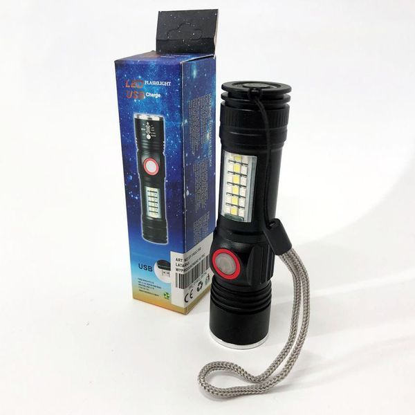 Фонарь SY-1903C-P50+SMD+RGB Alarm, ЗУ USB, карманный фонарь с usb зарядкой, сверхмощный фонарик 00022878 фото