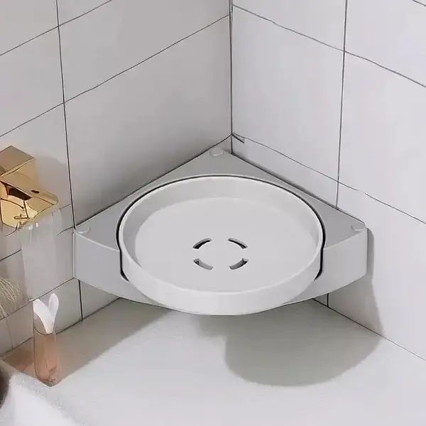 Кутова обертова полиця для ванної кімнати Multi Functional Rotational Tray 00013198 фото