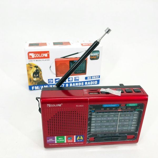 Портативная колонка радио MP3 USB Golon RX-6622. Цвет: красный 00017311 фото