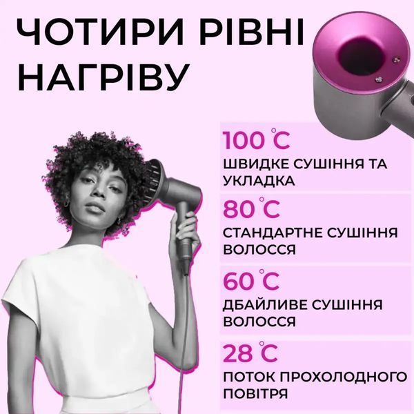 Фен с 5 разными насадками для сушки и укладки hair dryer fan 00014609 фото