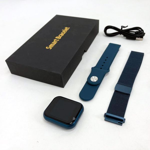 Smart Watch T80S, два браслети, температура тіла, тиск, оксиметр. Колір: синій 00022024 фото