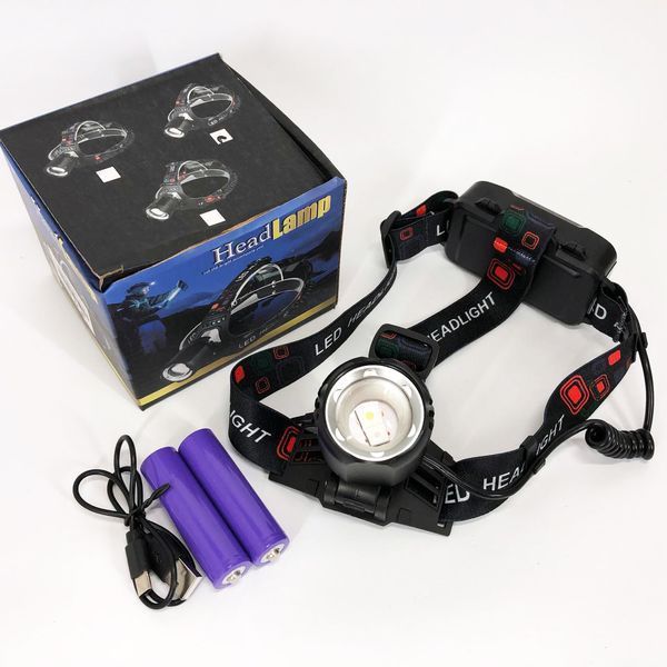 Фонарь налобный PLD-T115-2PM10-TG (white+blue), Фонарь аккумуляторный для рыбалки, водонепроницаемый 00022960 фото