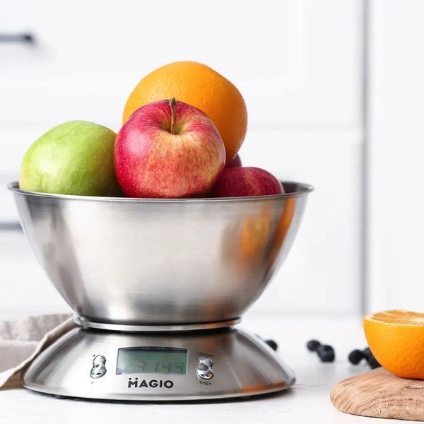 Весы кухонные на 5 кг из нержавеющей стали MAGIO MG-695, весы мини, Весы кухонные со съемной чашей 00018727 фото