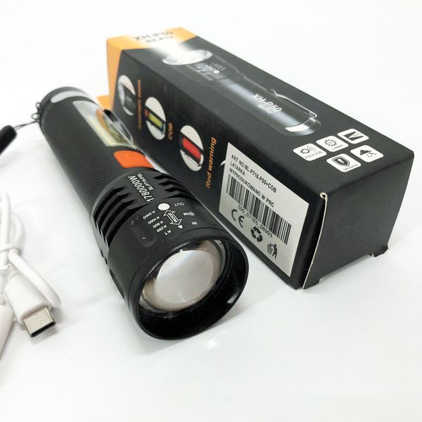 Фонарь аккумуляторный Bailong BL-P716-P50+COB white+red, Портативный светодиодный фонарь с зарядкой 00023054 фото