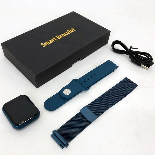Smart Watch T80S, два браслети, температура тіла, тиск, оксиметр. Колір: синій 00022024 фото