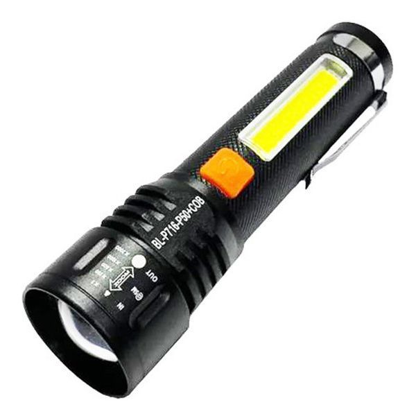 Фонарь аккумуляторный Bailong BL-P716-P50+COB white+red, Портативный светодиодный фонарь с зарядкой 00023054 фото
