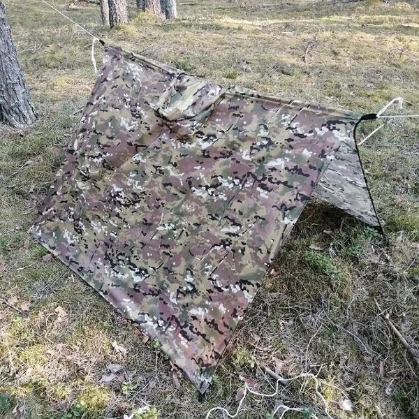 Качественный дождевик пончо (плащ-палатка) мультикам тактический укрепленный камуфляж 00018444 фото