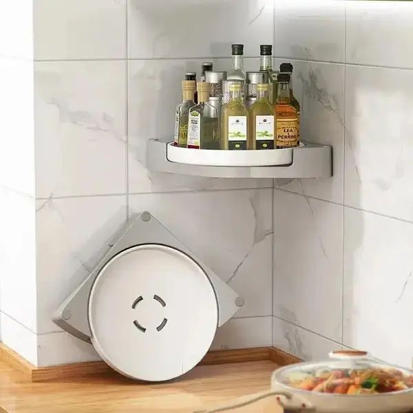 Кутова обертова полиця для ванної кімнати Multi Functional Rotational Tray 00013198 фото