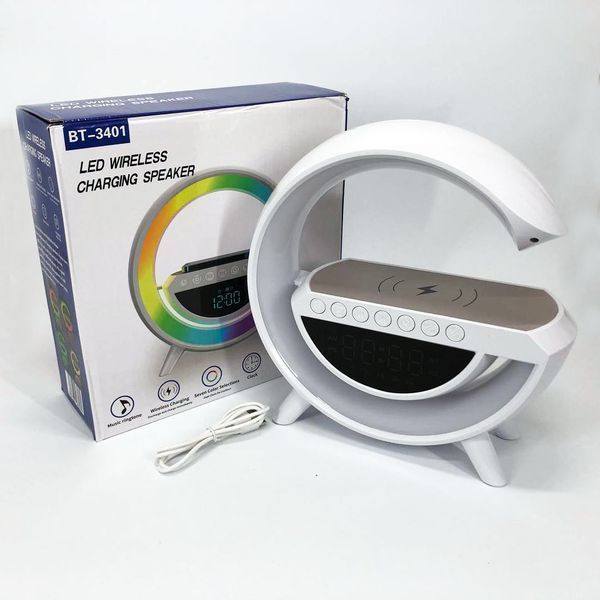 Настольная смарт лампа-ночник G-Smart BT-3401 с беспроводной зарядкой, колонкой и часами 00013470 фото