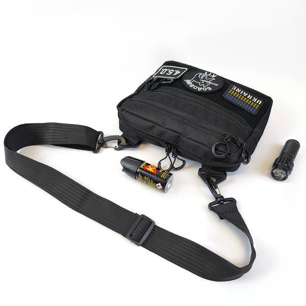Тактическая сумка для патчей Cordura 600D &mdash; 5 карманов, мессенджер черный из ткани 00018456 фото