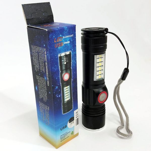 Фонарь SY-1903C-P50+SMD+RGB Alarm, ЗУ USB, карманный фонарь с usb зарядкой, сверхмощный фонарик 00022878 фото