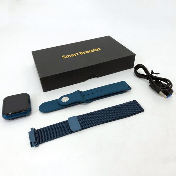 Smart Watch T80S, два браслети, температура тіла, тиск, оксиметр. Колір: синій 00022024 фото