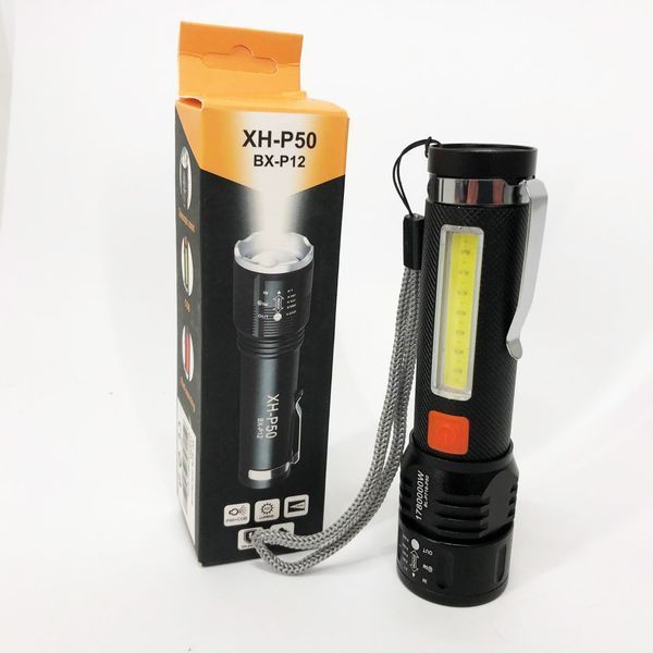 Фонарь аккумуляторный Bailong BL-P716-P50+COB white+red, Портативный светодиодный фонарь с зарядкой 00023054 фото