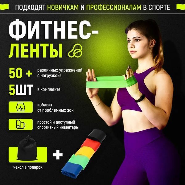 Гумка для фітнесу Fit Simplify GO DO 5 шт, спортивна гумка для тренувань, гума для тренувань 00014428 фото