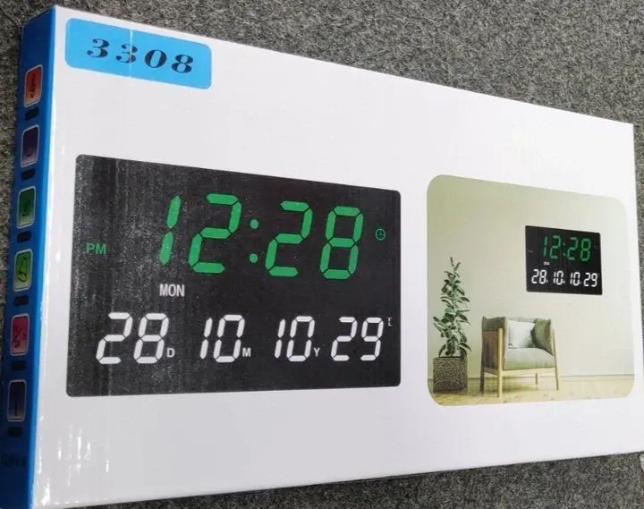 Настенные LED часы 3308 с термометром и календарем 00022536 фото