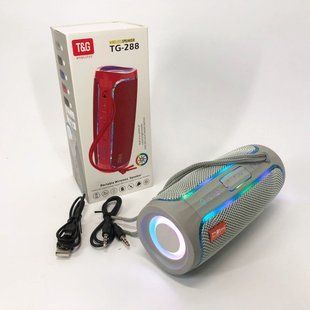 Портативна колонка Bluetooth з LED підсвічуванням TG288, акумуляторна колонка для музики. Колір: сірий 00017652 фото