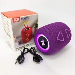 Портативная колонка TG655 5W с RGB подсветкой и ремешком, Аккумуляторная для музыки. Цвет: фиолетовый 00017687 фото
